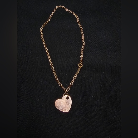 14K Gold Bracelet With 14K Gold Dangling Heart - Picture 1 of 7